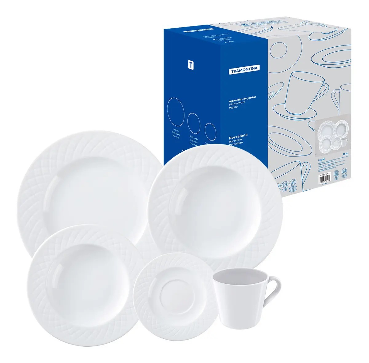 Aparelho de Jantar Tramontina Ingrid em Porcelana 20 Peças