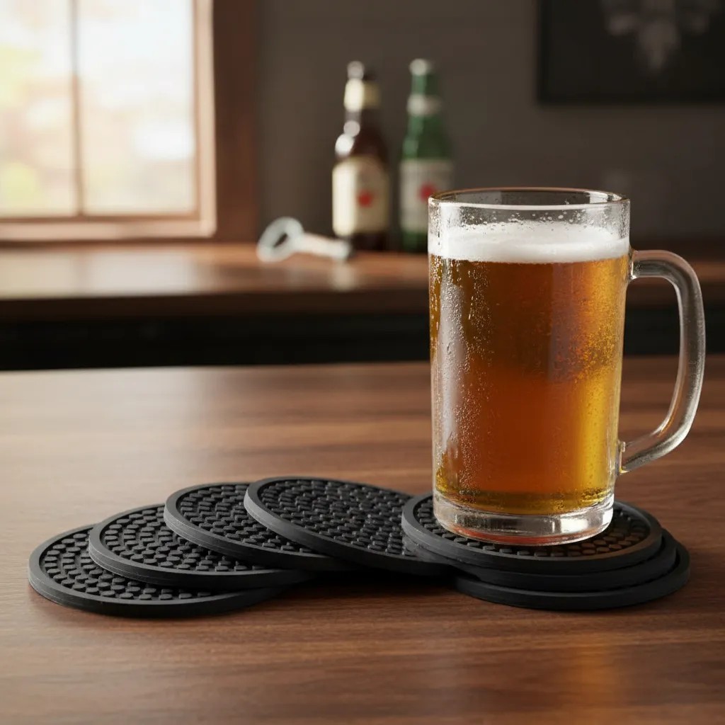 8 Porta Copos Borracha Suor Chopp Barmat Cerveja Bolacha 9cm
