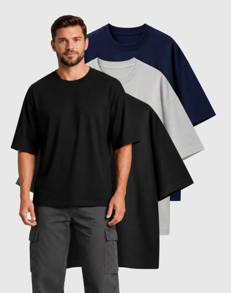 Kit 3 Camisas Oversized Streetwear - Opção de Cores