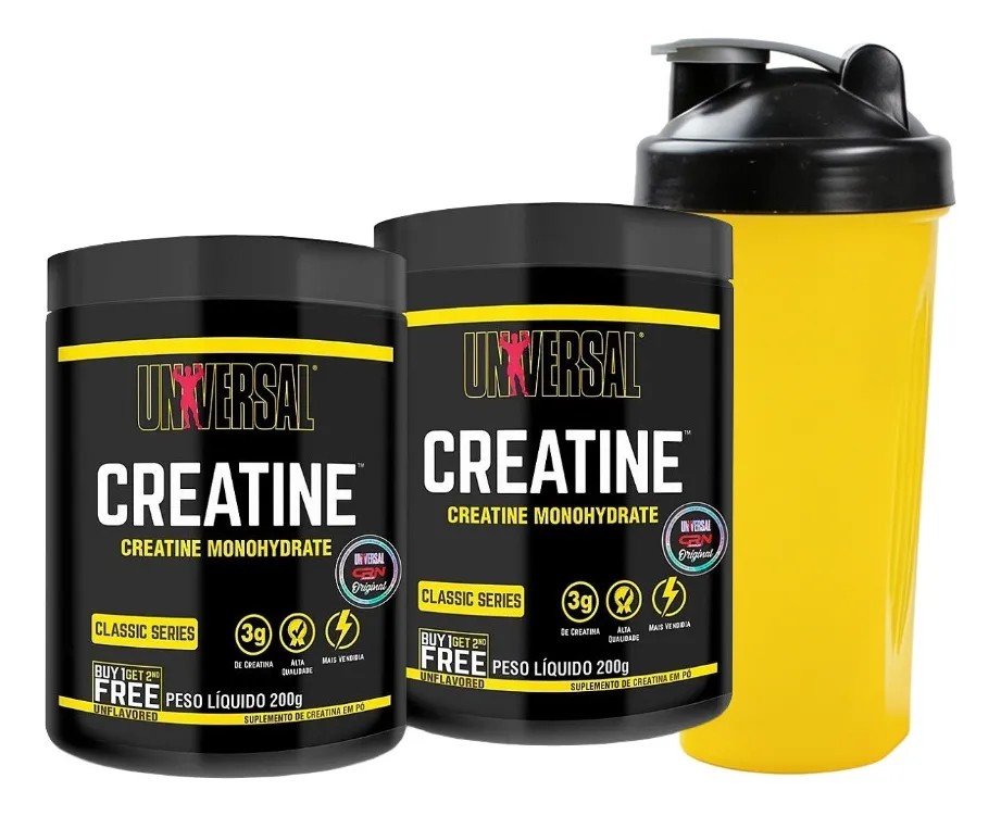 2x Creatina Universal Nutrition 200g + Coqueteleira
