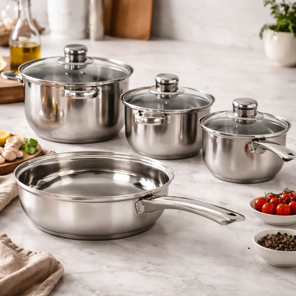 Conjunto Panelas Com Tampa 7 Peças - Inox Inox