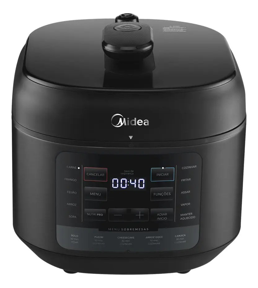 Panela De Pressão Elétrica 5l Nutripro Preta Midea Cor Preto