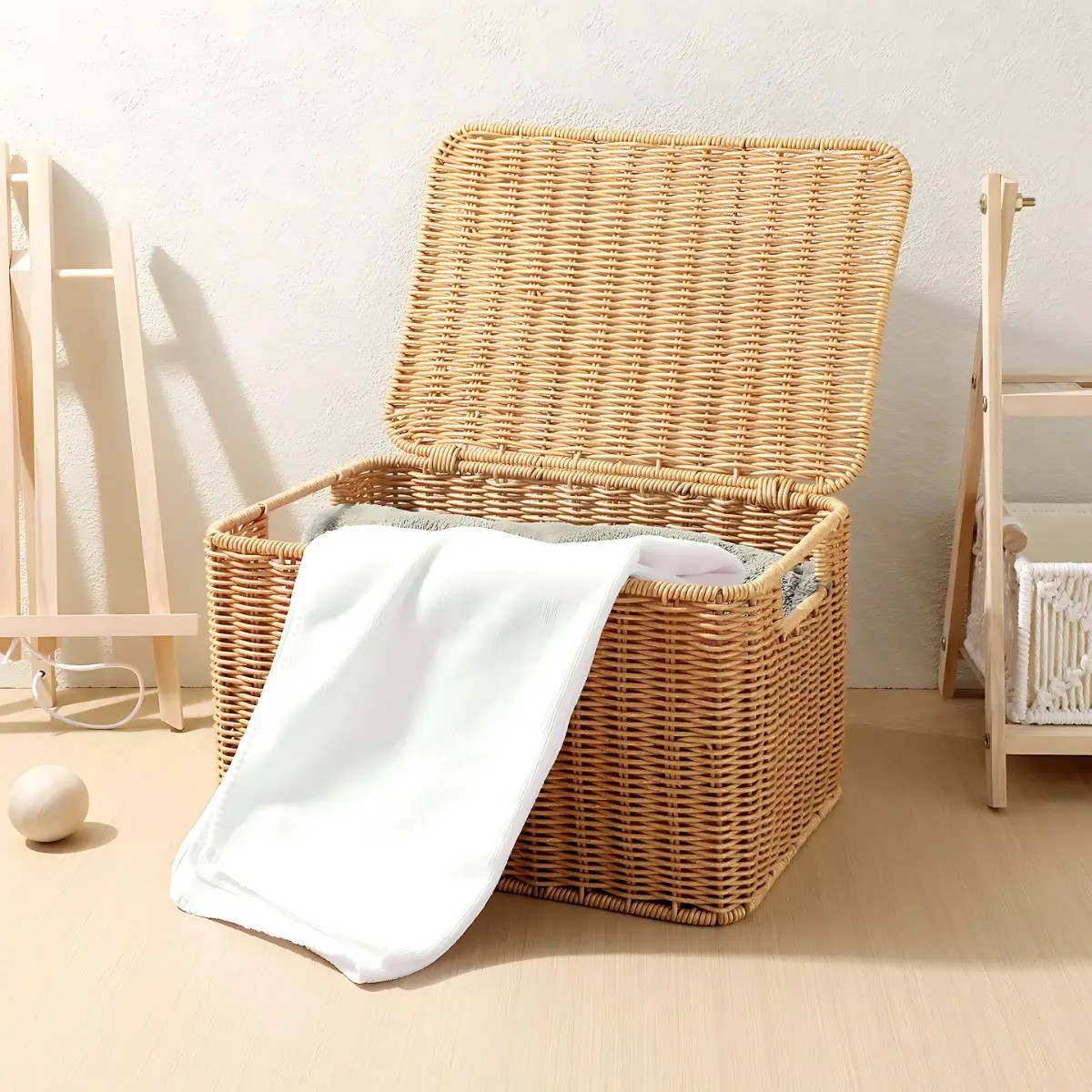 1 Cesto Caixa Organizador Grande Vime Quarto Banheiro Rattan Palha