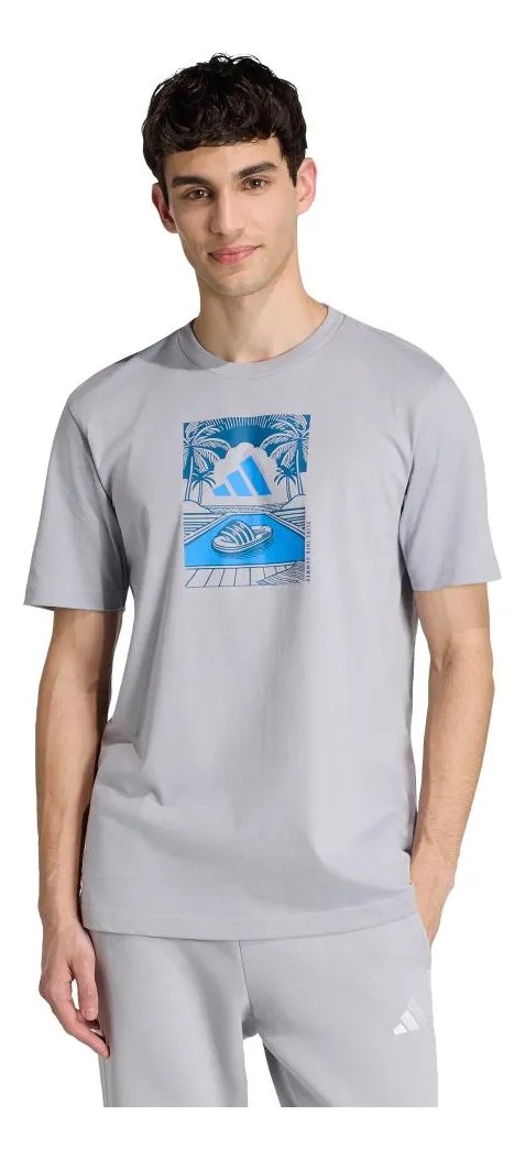 Camiseta Estampada Summer Slides Relax adidas Cinza M