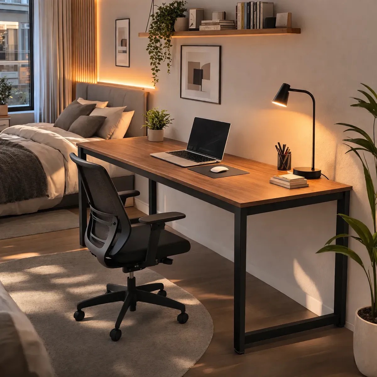 Mesa Estilo Industrial Para Escritório 150cm Com Pés Metal Madeira