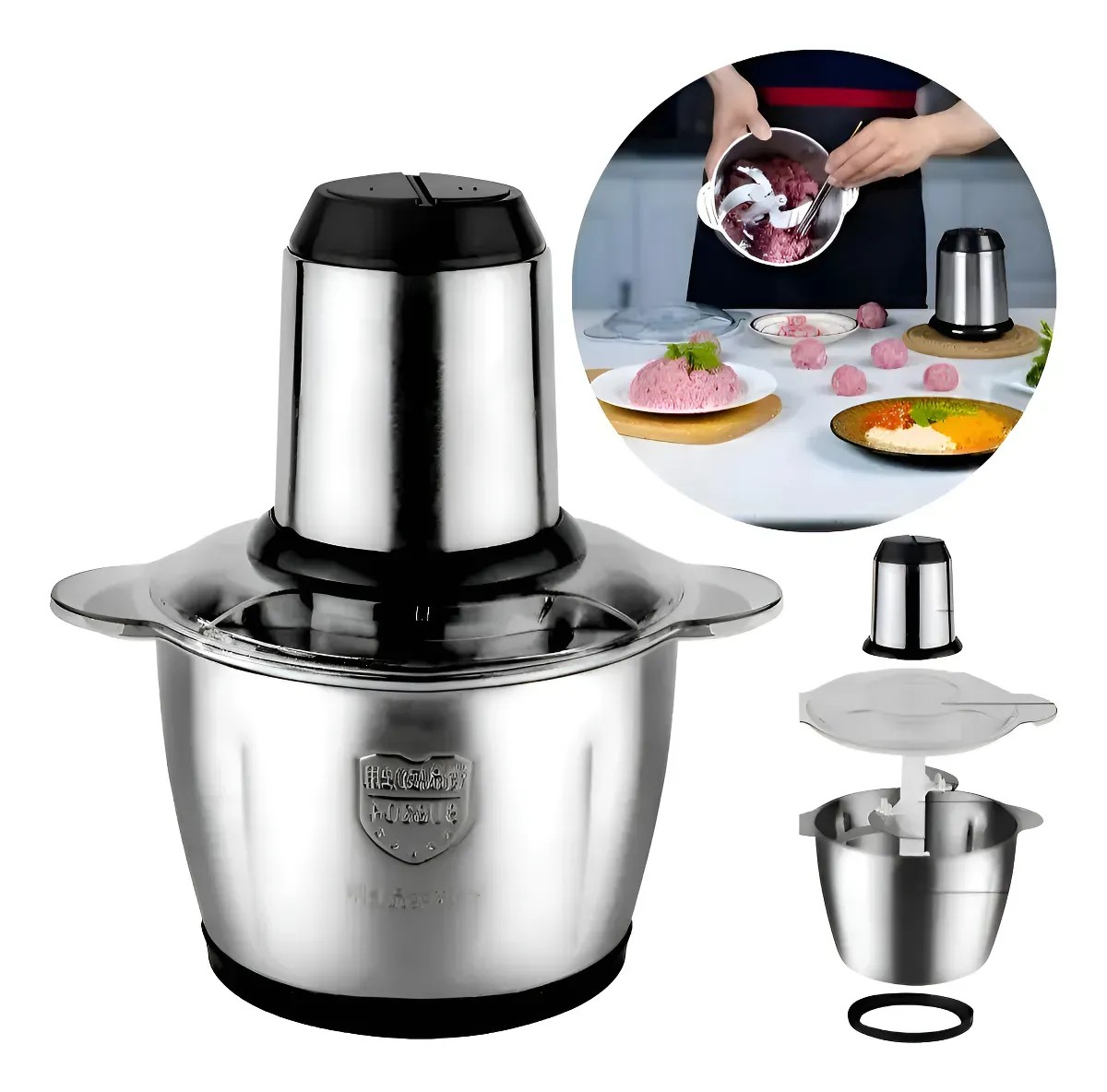 Processador Elétrico Triturador Inox Para Carne Potente 2l Inox 220v