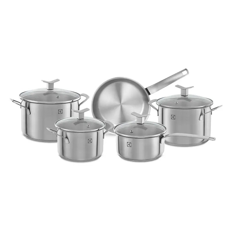 Jogo De Panelas Inox Com Fundo Triplo 5 Peças Electrolux Aço Inoxidável