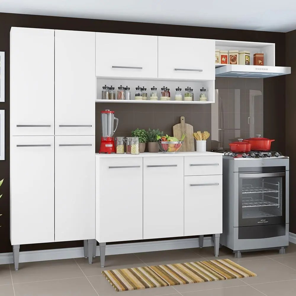 Madesa Emilly G2007009 armário de cozinha compacta completa top com armário e balcão cor branco