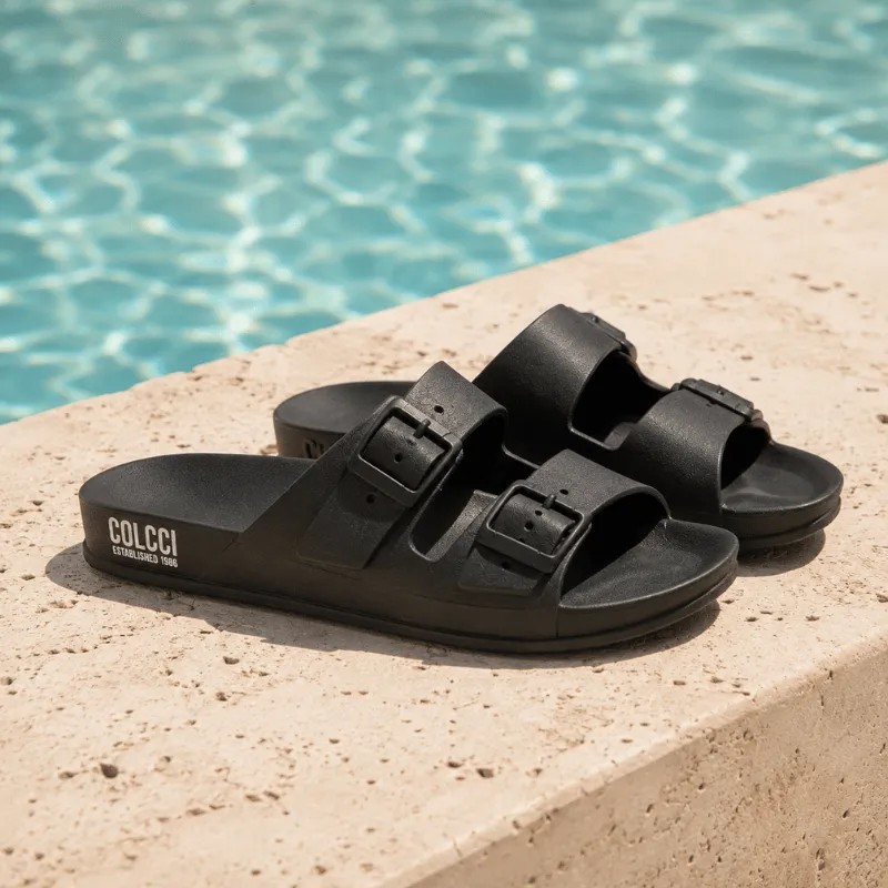 Sandália Birken Colcci Feminino Casual Confortável Slide Preto 39.4 Br