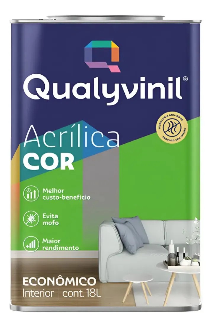 Qualyvinil Acrilica Economica Branco 1 8l Bco Balde Cor Verde-limão