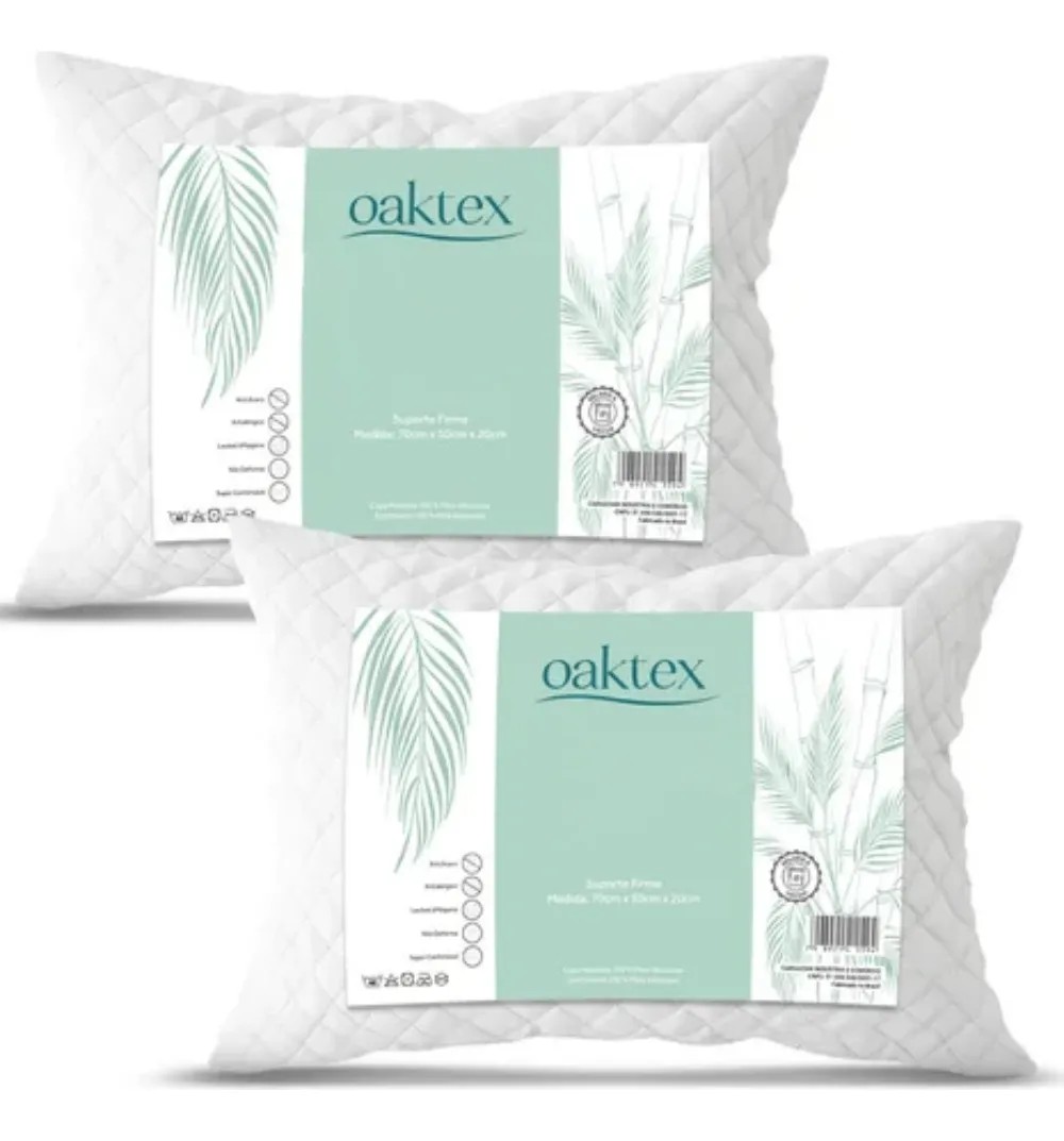 Kit C/2 Travesseiros Luxo Matelado Fibra Antialérgica 50x70 Branco