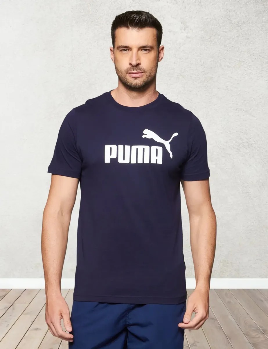 Camiseta Masculina Ess Logo Tee Puma New Navy Liso M