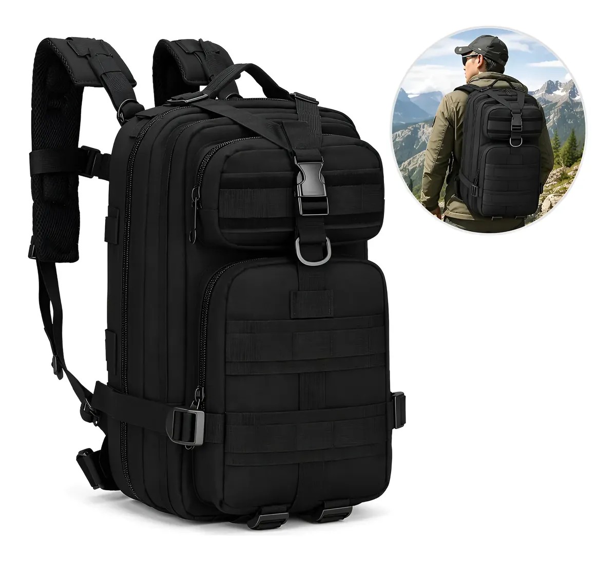 Mochila Tática Militar 30l Impermeável Reforçada Masculina Preto