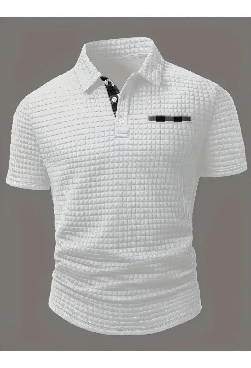 Camisa Polo Texturizada Manga Curta Masculina White Liso Xxl