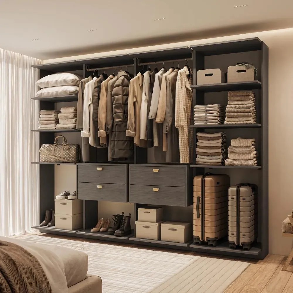 Closet Modulado 4 Gavetas Alasca Preto Touch Carraro Preto