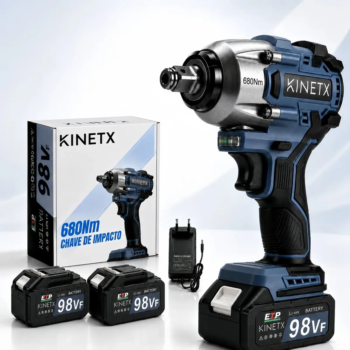 Chave De Impacto Parafusadeira 680nm Brushless 98v 2baterias Preto 127/220v