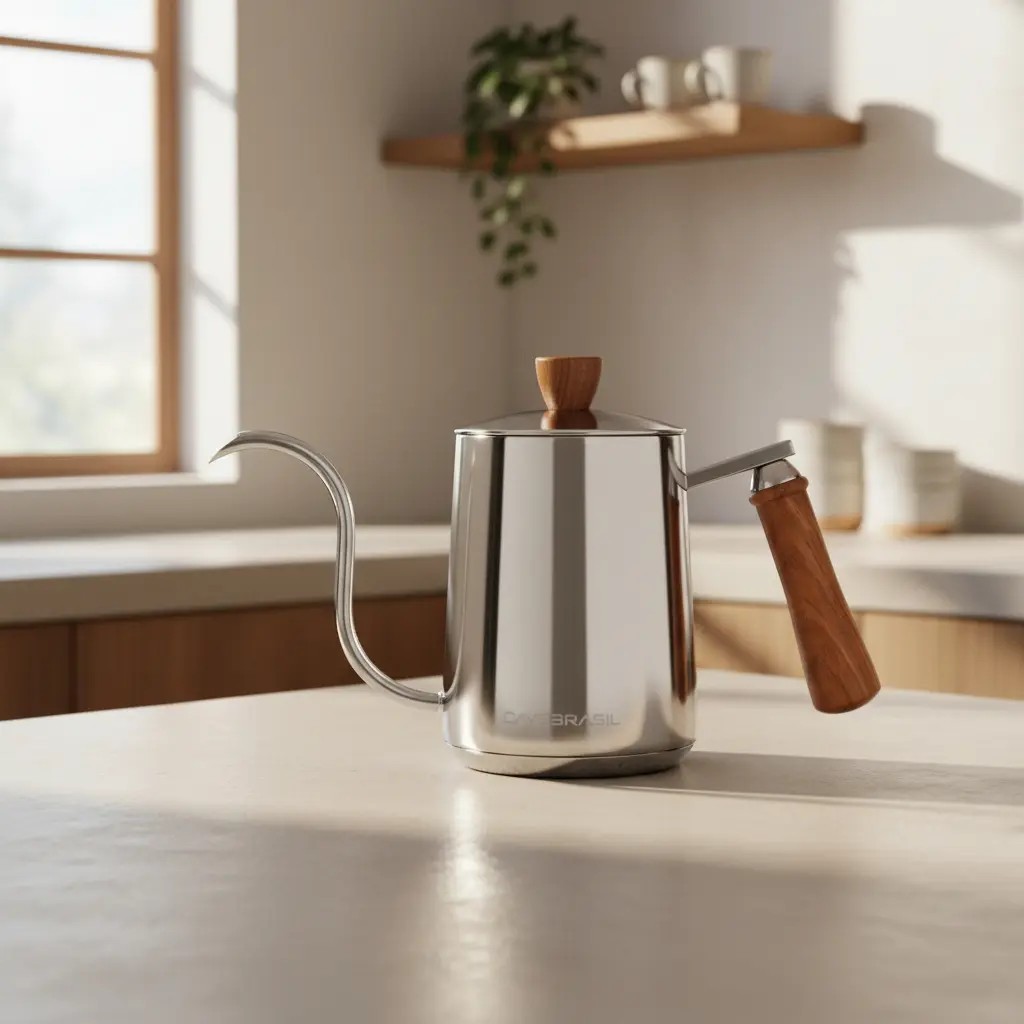Chaleira Bico Ganso Fino 600ml Inox Indução Barista Café V60