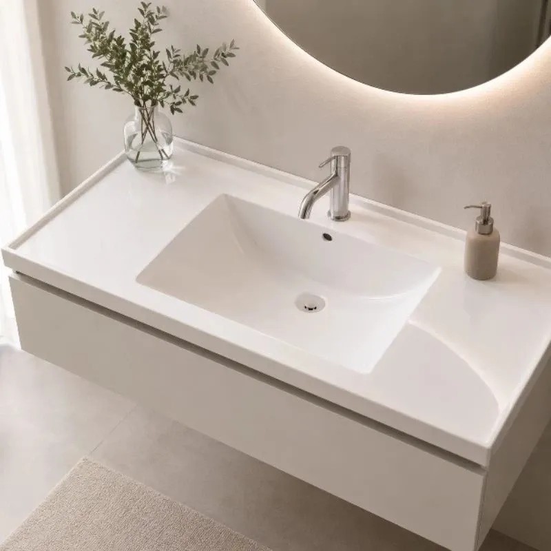 Pia Lavatório Para Banheiro 60cm Lavabo Plástico Resistente Branco Esmaltado