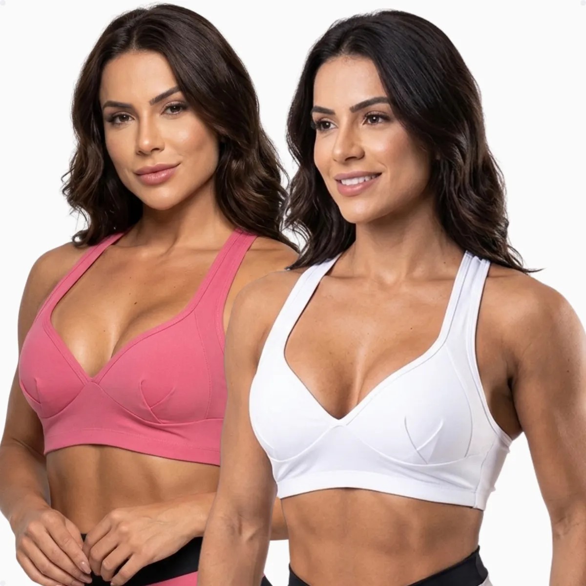 Kit 2 Tops Com Bojo Esportivo Fitness Academia Yoga Ciclismo