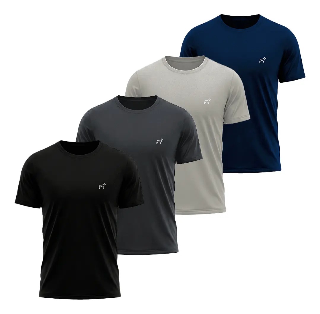 Kit 4 Camiseta Dry Fit Parvori Masculina Academia Corrida Preto/chumbo/cinza/marinho Gg Liso