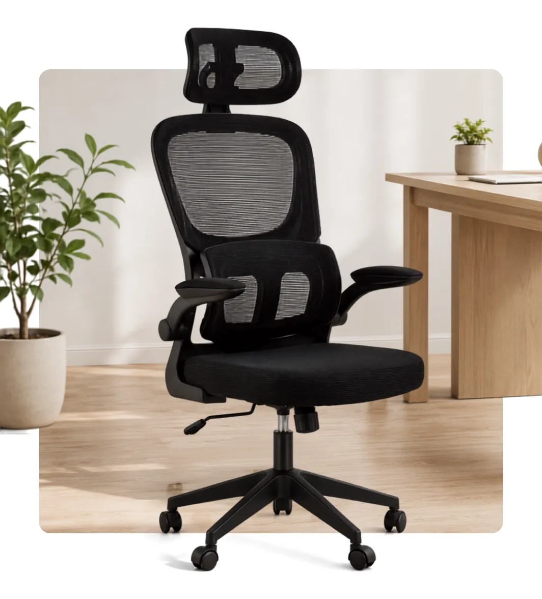 Cadeira Escritório Ergonômica Giratória Reclinável Luminy Preto Malha (mesh) Respirável