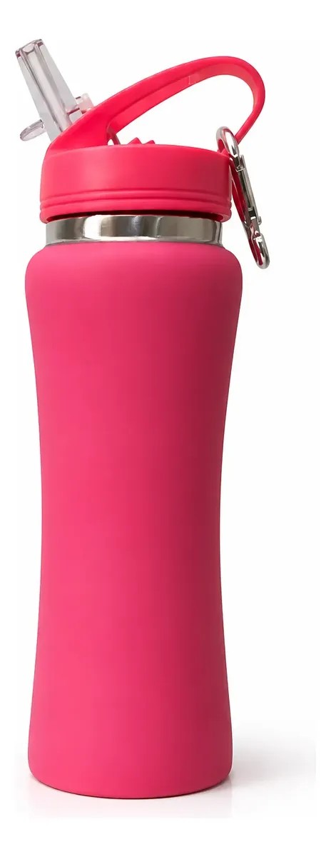 Garrafa Térmica Emborrachada 600 Ml Canudo Premium