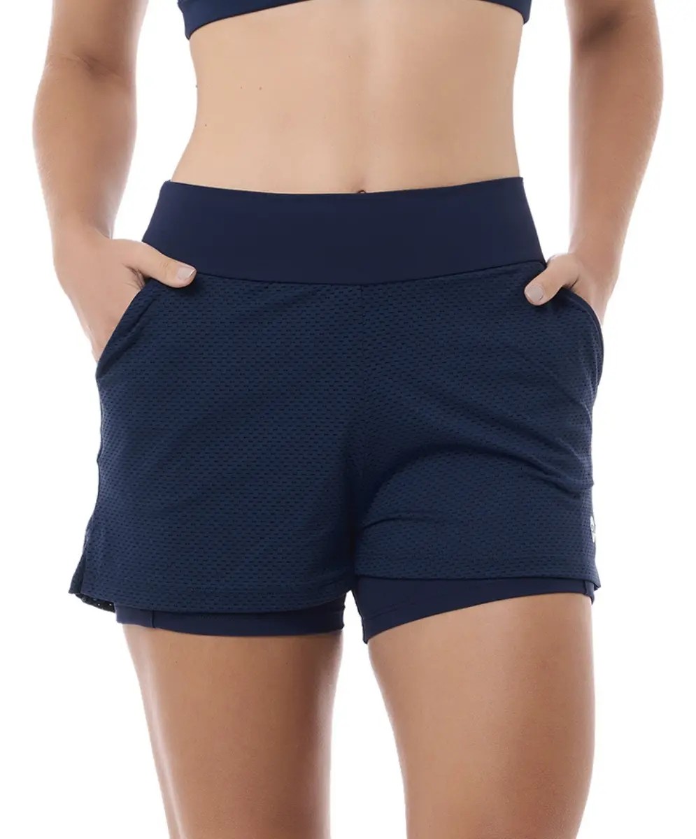 Short Duplo Com Bolso Fitness Feminino Academia Malhar Snd