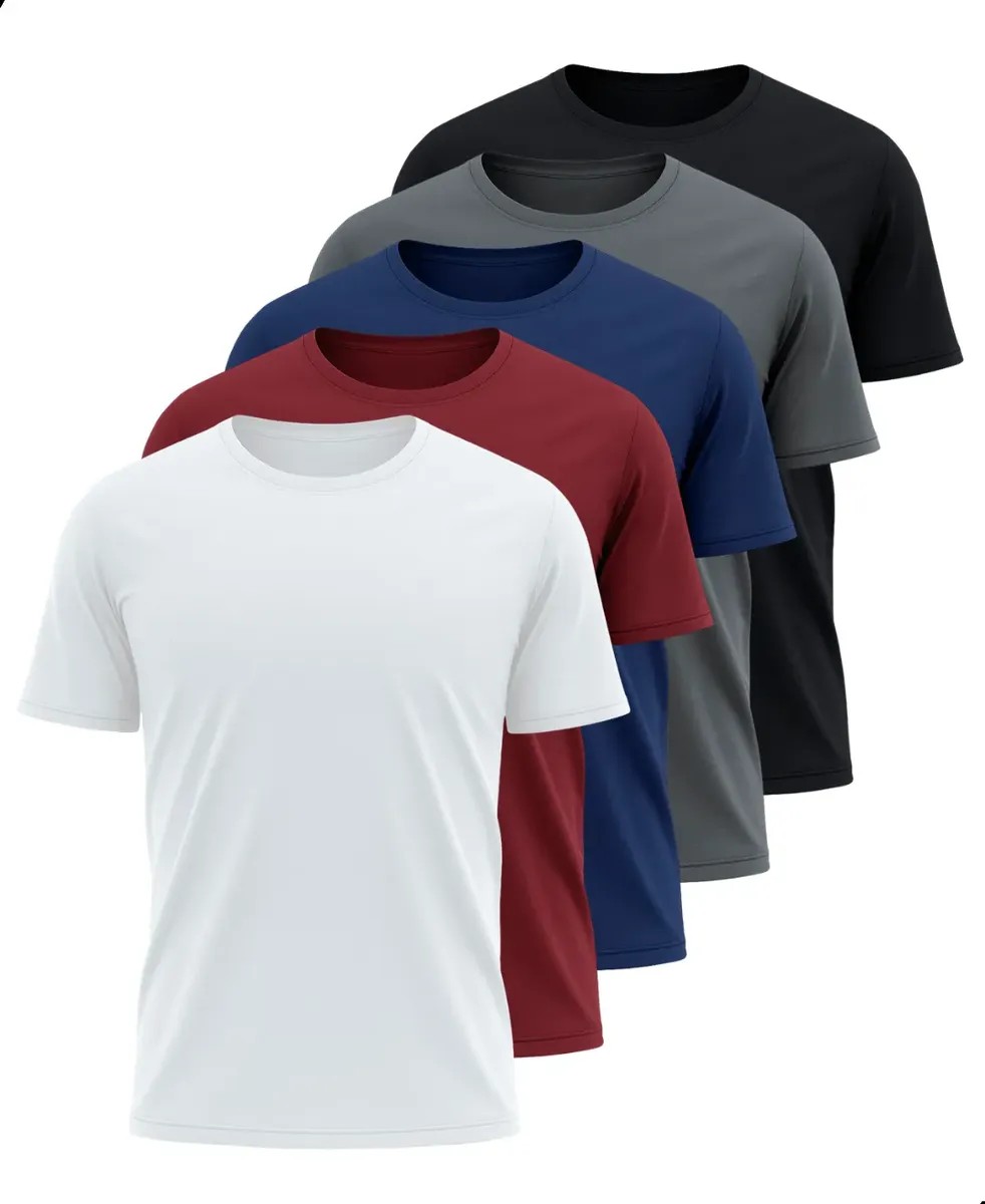 Kit 5 Camisetas Básicas Masculina Dry Fit Lisa Tradicional Variado G