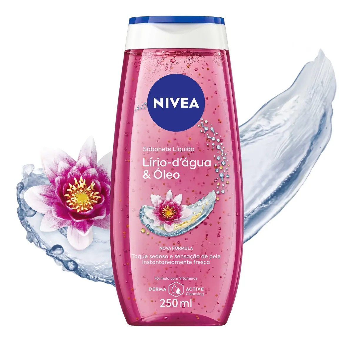 NIVEA Sabonete Líquido Waterlily & Oil 250ml, Limpeza Corporal, Pele Macia, Óleos e Vitaminas, Equilíbrio com o pH, Sensação Refrescante