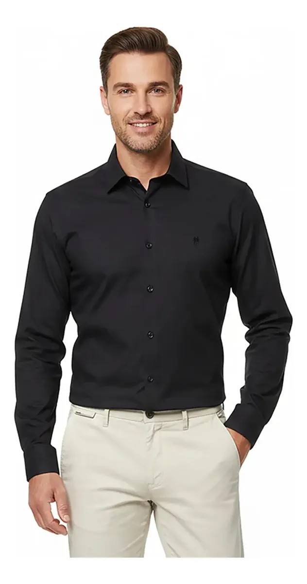 Camisa Masculina Slim Fit Polo Wear Preto G