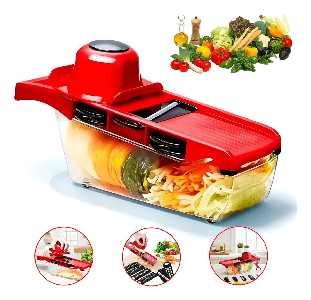 Mandolin Profissional Cortador Fatiador Legumes Frutas Inox cortador ralador fatiador legumes profissional multi 6 em 1 kit cortador de legumespara cortar legumes e frutas na cozinha e em casa