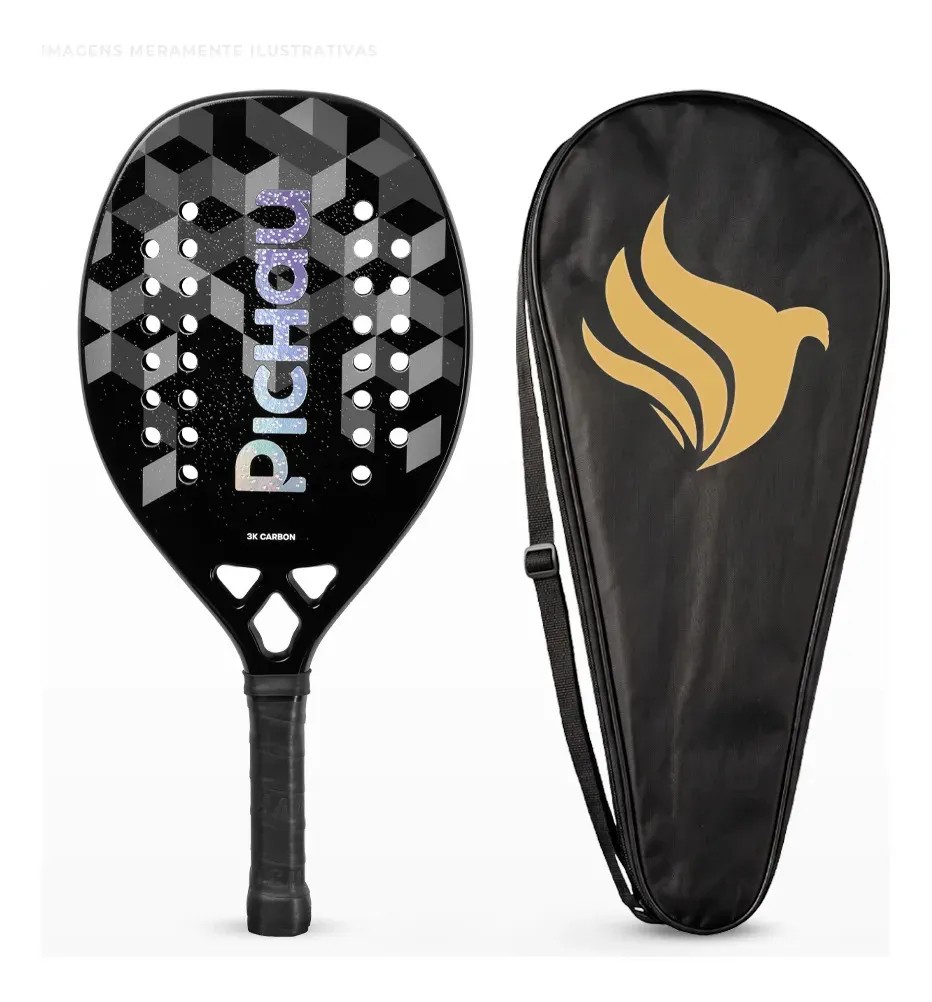 Raquete Beach Tennis Pichau Nocturne Bay, Carbono 3K, EVA 15, Leve 310 a 320g, Alto Conforto e Potência