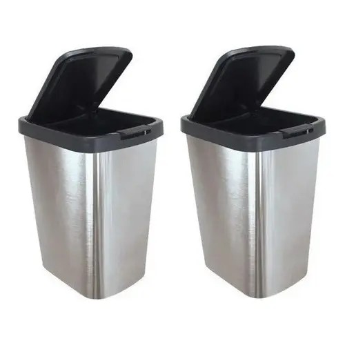 Kit 2 Lixeira Cesto Cozinha Banheiro 09l Inox Tampa Click