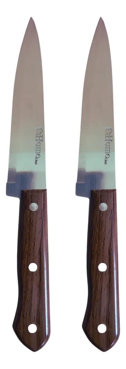 Kit 2 Facas Cozinha Inox Chef Profissional Afiada Plástico