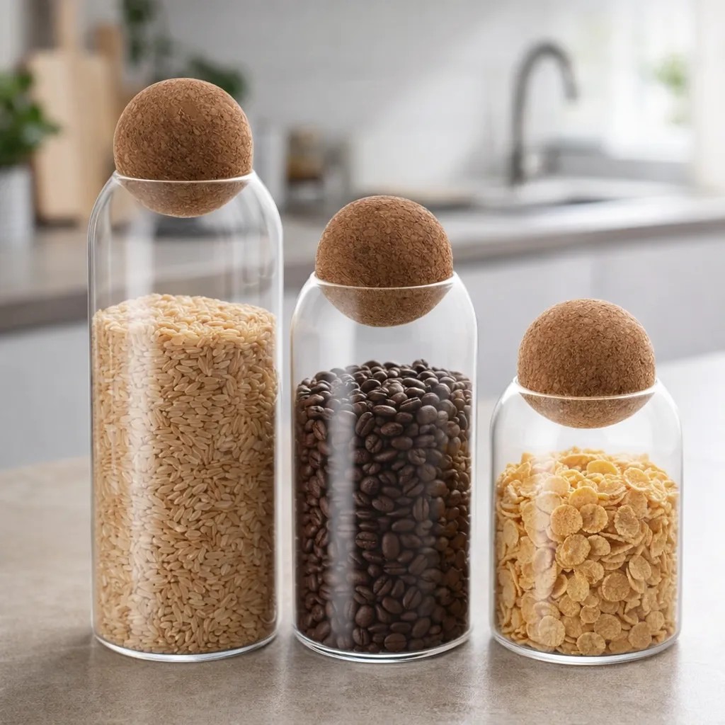 Kit 3 Potes De Vidro Borossilicato Com Tampa Em Esfera Bola Transparente