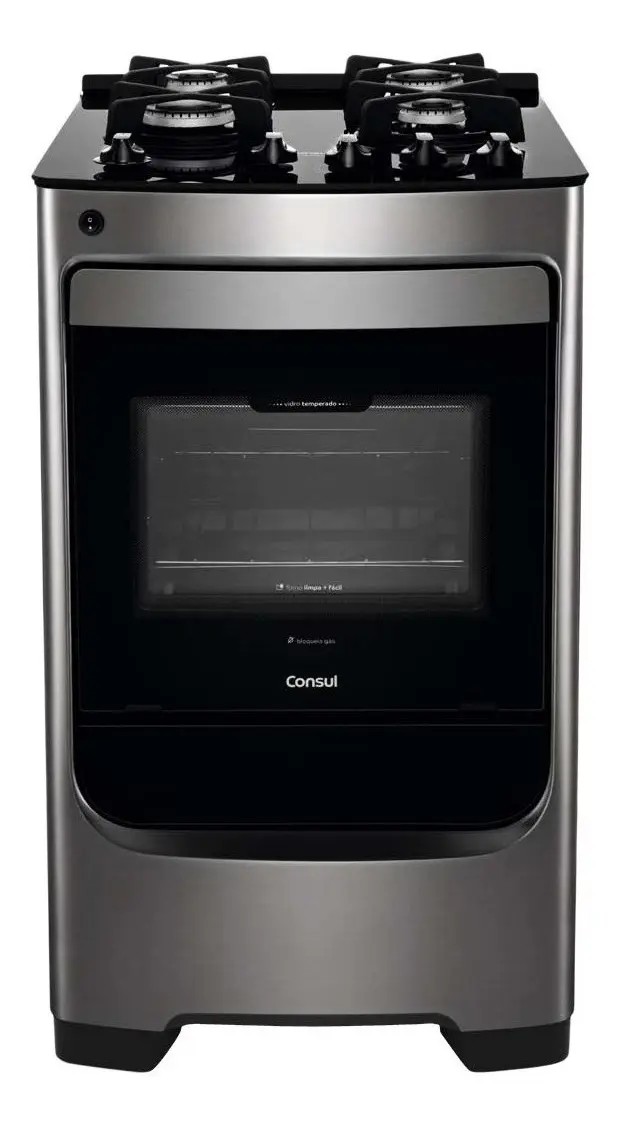 Fogão Consul 4 Bocas Inox Mesa de Vidro CFO4VAR