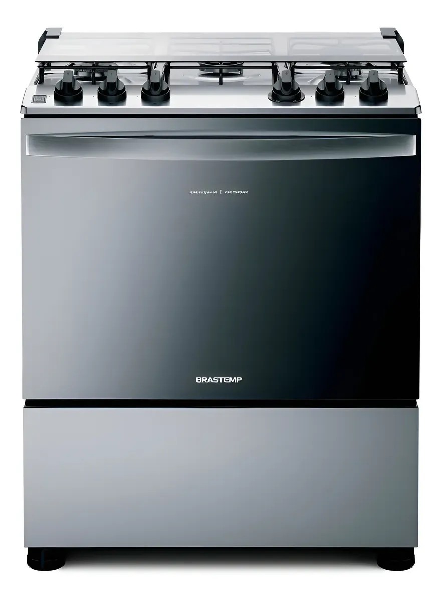 Fogão Brastemp 5 Bocas Cor Inox Com Botões Removíveis E Excl Inox 127/220v