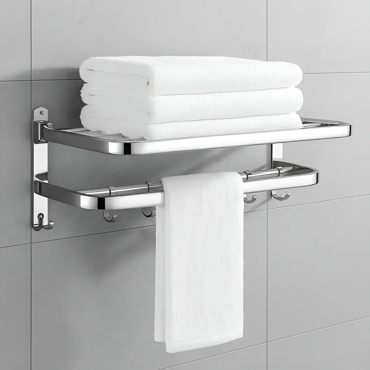 Toalheiro Duplo Aço Inox Banheiro Moderno Porta Toalhas Cromado