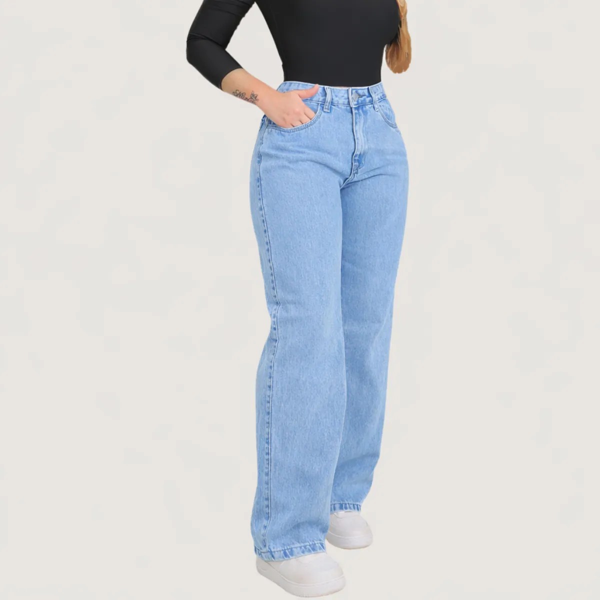 Calça Wide Leg Jeans Feminina Pantalona Juvenil 34 Ao 46