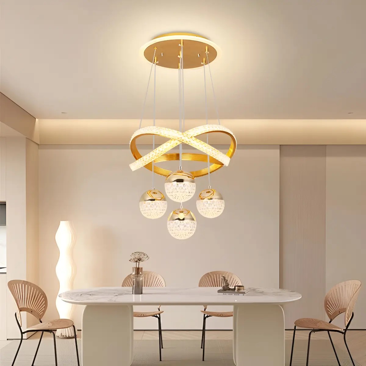Lustre Teto Led Pendente Moderno Para Sala Quarto Cozinha 127/220v Dourado
