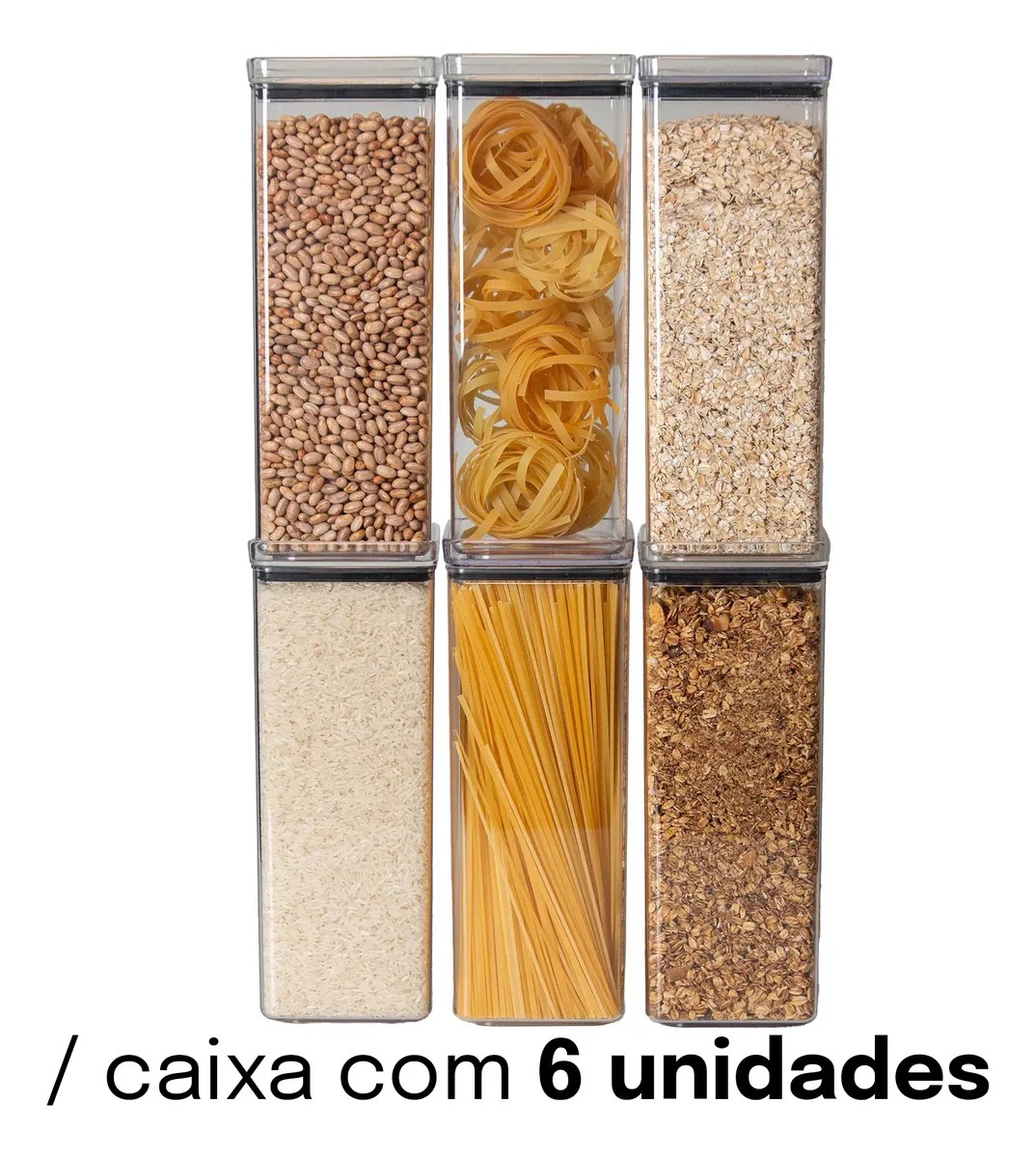 Kit Potes Hermetico 2200ml Lumini Organizador Mantimentos 6 Unidades