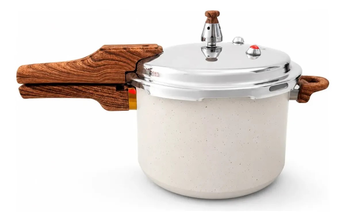 Panela Pressão 4,2l Indução Cerâmica Antiaderente Premium Bege