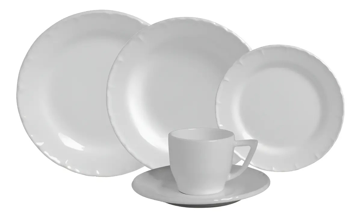 Aparelho de Jantar Scalla Paris de Cerâmica Branco com 20 Peças