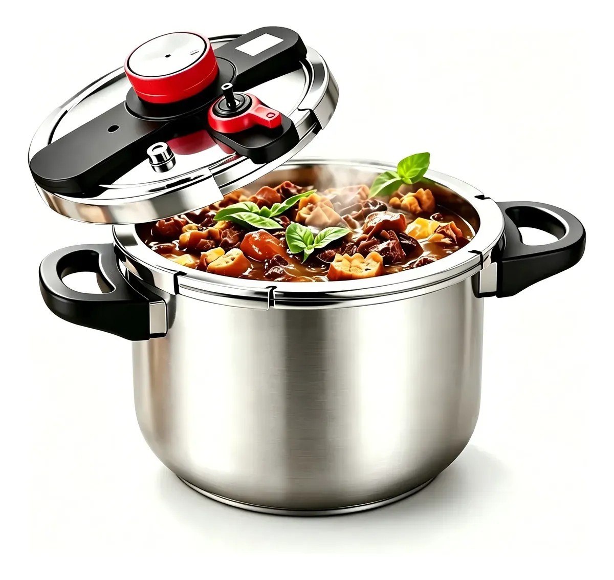 Panela De Pressão Inox Para Fogão A Gás E Indução 8 Litros Prateado