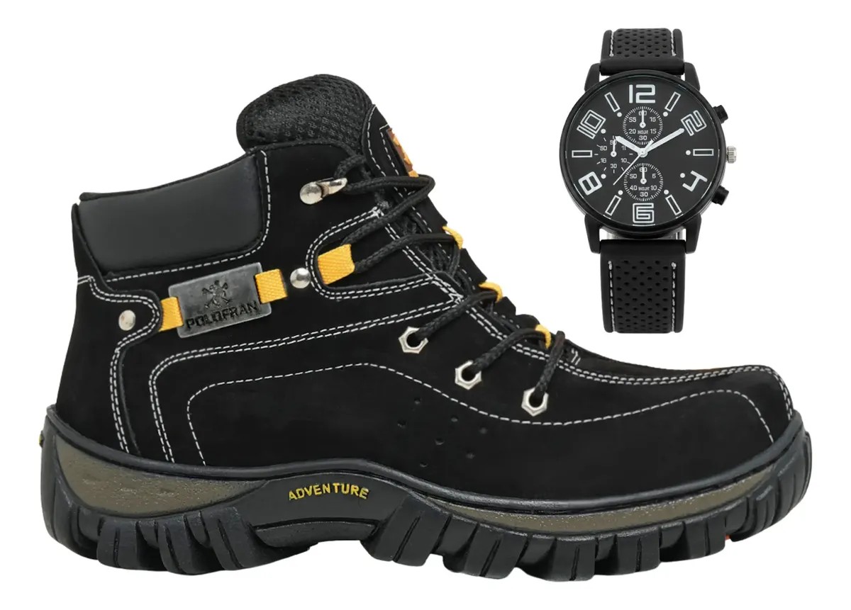Bota Adventure + Relógio Coturno Polo Fran Couro Masculina