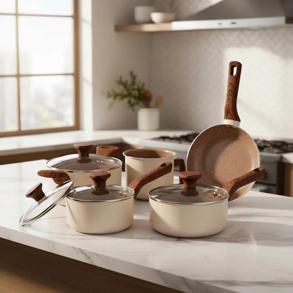 Jogo De Panelas Antiaderente Cerâmica Até 8 Peças Mimo Style 5 Peças Pratic Cook Crema