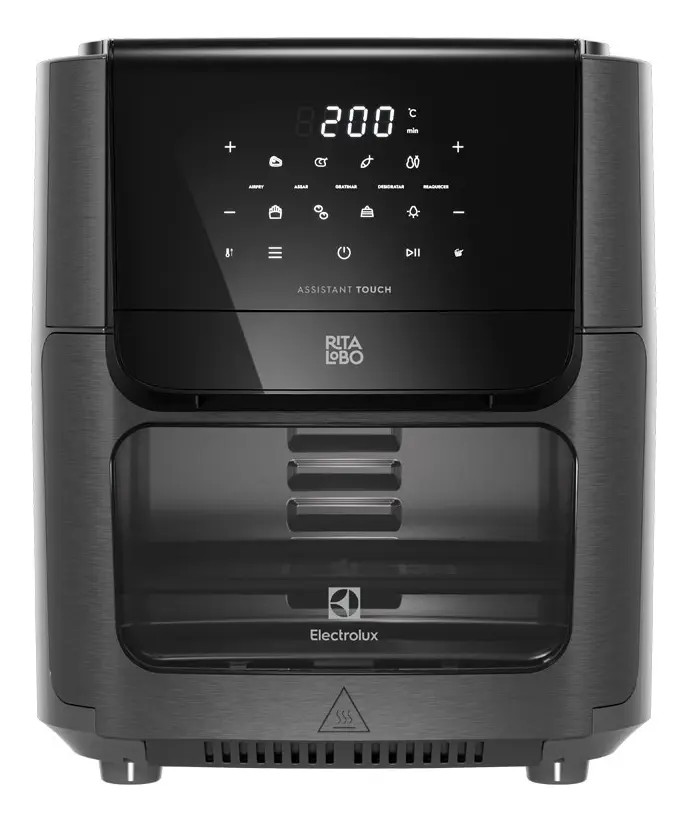 Air Fryer Forno 5 em 1 12L 1700W Digital 1 Bandeja Antiaderente 5 modos preparo 7 Receitas Programadas Aviso Sonoro Fritadeira Elétrica sem Óleo Forno Bancada Electrolux EAF85 Grafite