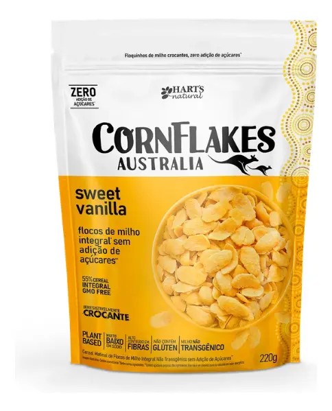 Cereais CornFlakes Harts Cereal Baunilha em pacote sem glúten 220 g
