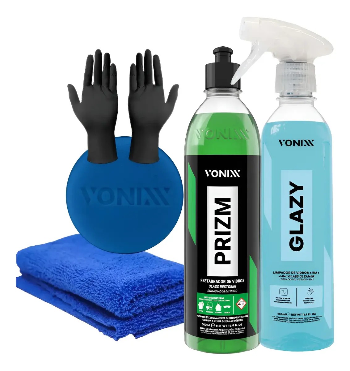 Kit Vonixx Limpeza De Vidros Glazy Redutor De Risco 500ml Pr