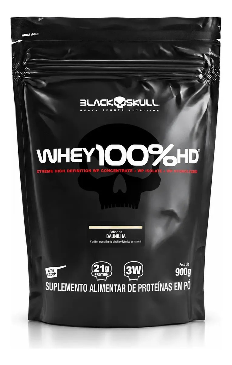 Proteína Black Skull Whey 100% HD em pó sabor Baunilha x 900g
